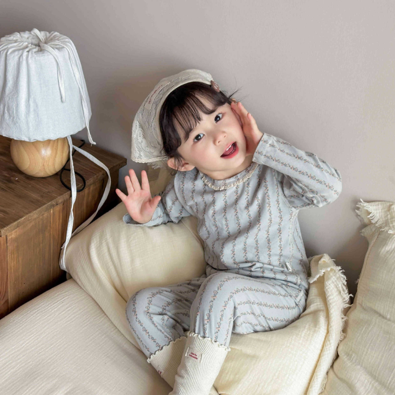 Dječji pamukni set za kućnu upotrebu, 95% pamuk, unisex, okrugli vrat, tanak materijal, za djecu 3–8 godina