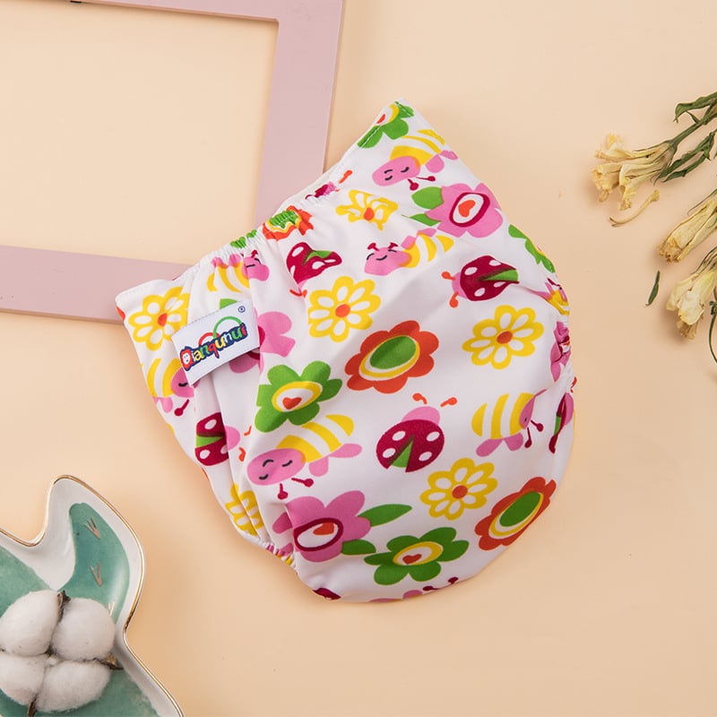 Otisnute bebi hlačice za pelene s visokim strukom za zaštitu trbuha, pletenina, klasa A, za 0–12 mjeseci, 6–11 kg