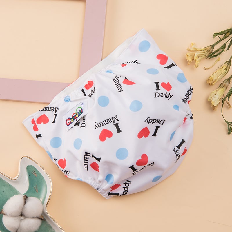 Otisnute bebi hlačice za pelene s visokim strukom za zaštitu trbuha, pletenina, klasa A, za 0–12 mjeseci, 6–11 kg