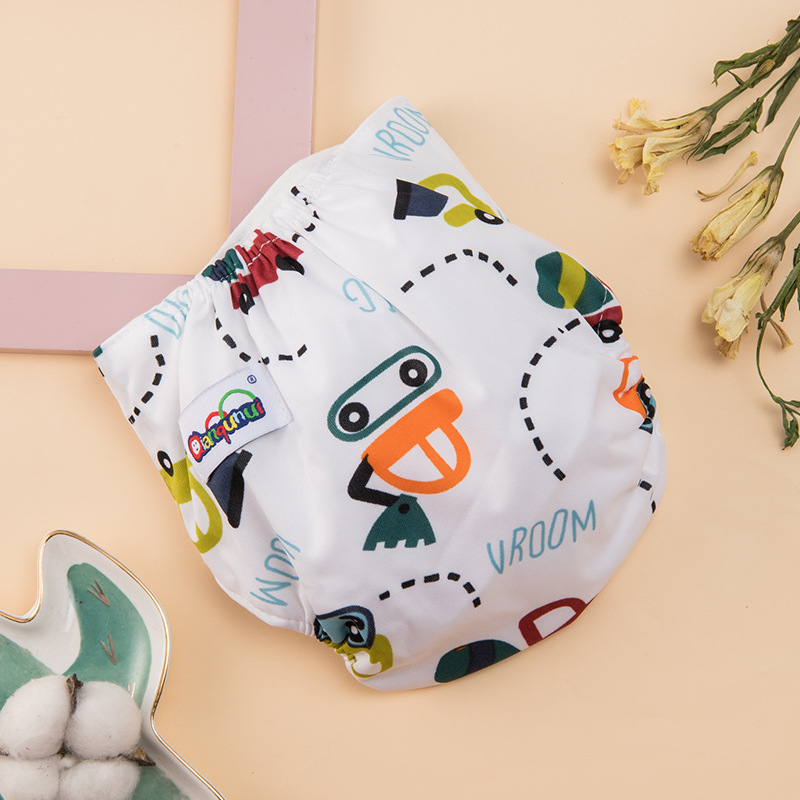 Otisnute bebi hlačice za pelene s visokim strukom za zaštitu trbuha, pletenina, klasa A, za 0–12 mjeseci, 6–11 kg