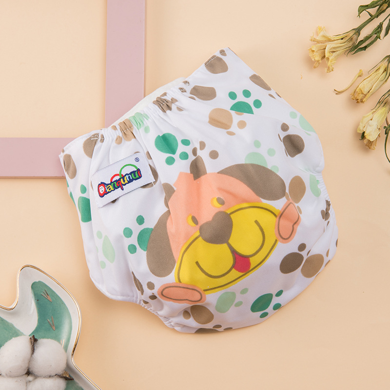 Otisnute bebi hlačice za pelene s visokim strukom za zaštitu trbuha, pletenina, klasa A, za 0–12 mjeseci, 6–11 kg