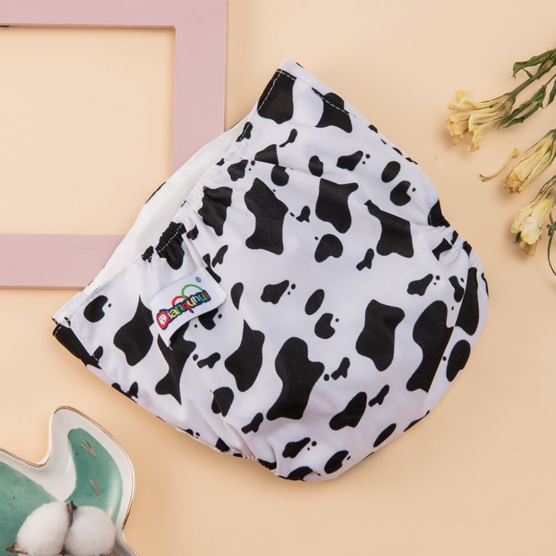 Otisnute bebi hlačice za pelene s visokim strukom za zaštitu trbuha, pletenina, klasa A, za 0–12 mjeseci, 6–11 kg