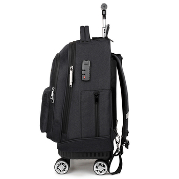 Biznesa mugursoma ar riteņiem un kombinācijas slēdzeni | Oxford audums | Ietilpība 36–55 L | der 16 collu klēpjdatoram | Universāla