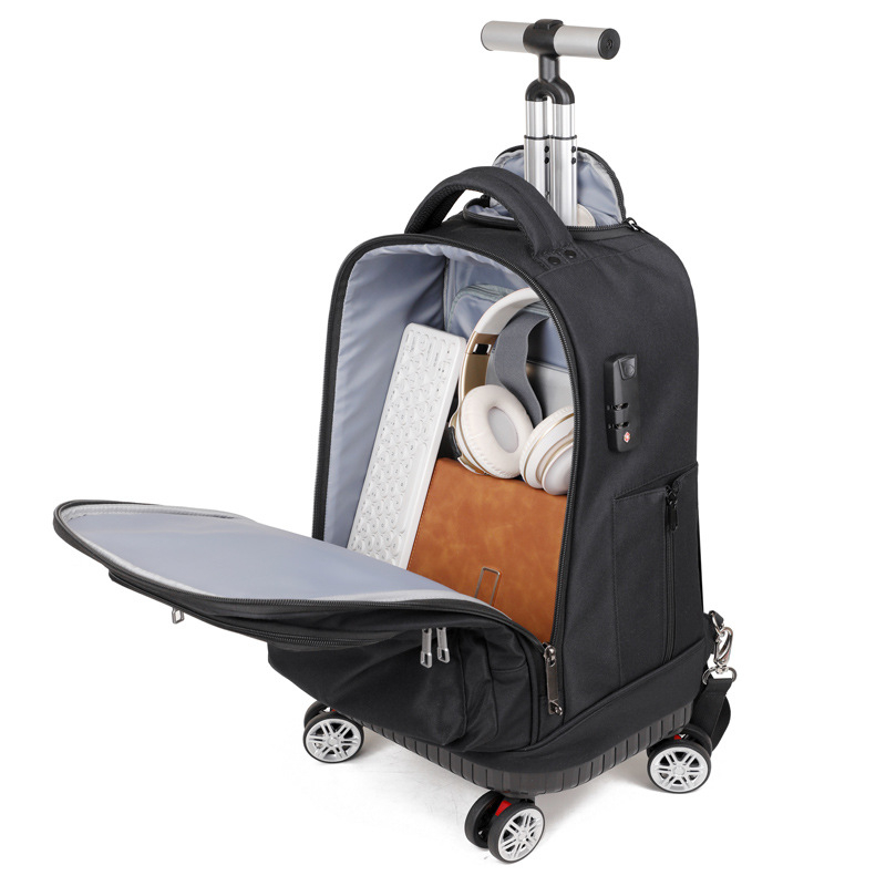 Biznesa mugursoma ar riteņiem un kombinācijas slēdzeni | Oxford audums | Ietilpība 36–55 L | der 16 collu klēpjdatoram | Universāla