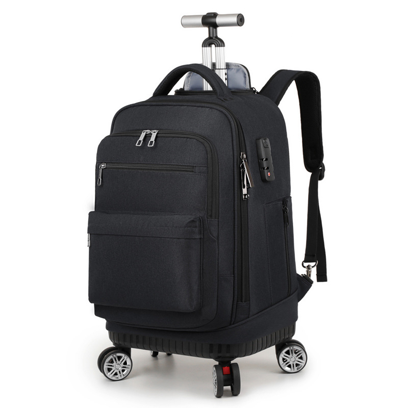 Biznesa mugursoma ar riteņiem un kombinācijas slēdzeni | Oxford audums | Ietilpība 36–55 L | der 16 collu klēpjdatoram | Universāla