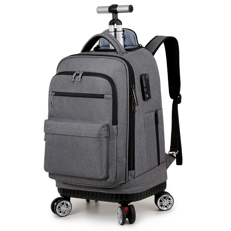 Biznesa mugursoma ar riteņiem un kombinācijas slēdzeni | Oxford audums | Ietilpība 36–55 L | der 16 collu klēpjdatoram | Universāla