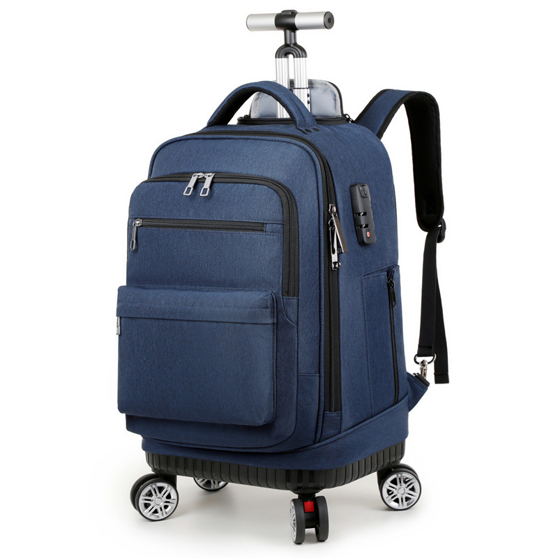 Biznesa mugursoma ar riteņiem un kombinācijas slēdzeni | Oxford audums | Ietilpība 36–55 L | der 16 collu klēpjdatoram | Universāla