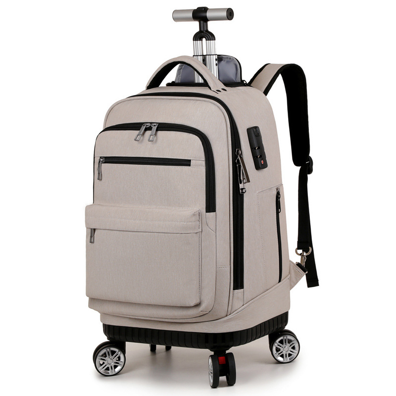 Biznesa mugursoma ar riteņiem un kombinācijas slēdzeni | Oxford audums | Ietilpība 36–55 L | der 16 collu klēpjdatoram | Universāla