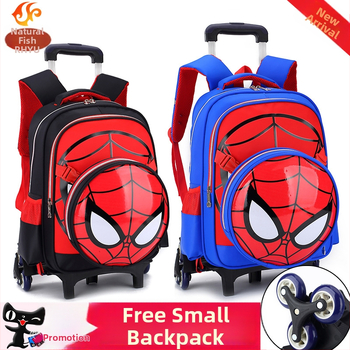 Šešių ratų mokyklinė kuprinė su ratukais – Oxford audinys, kvėpuojantis, atsparus vandeniui, atsparus dėvėjimuisi, lengvinanti apkrovą, išlenktos pečių juostos