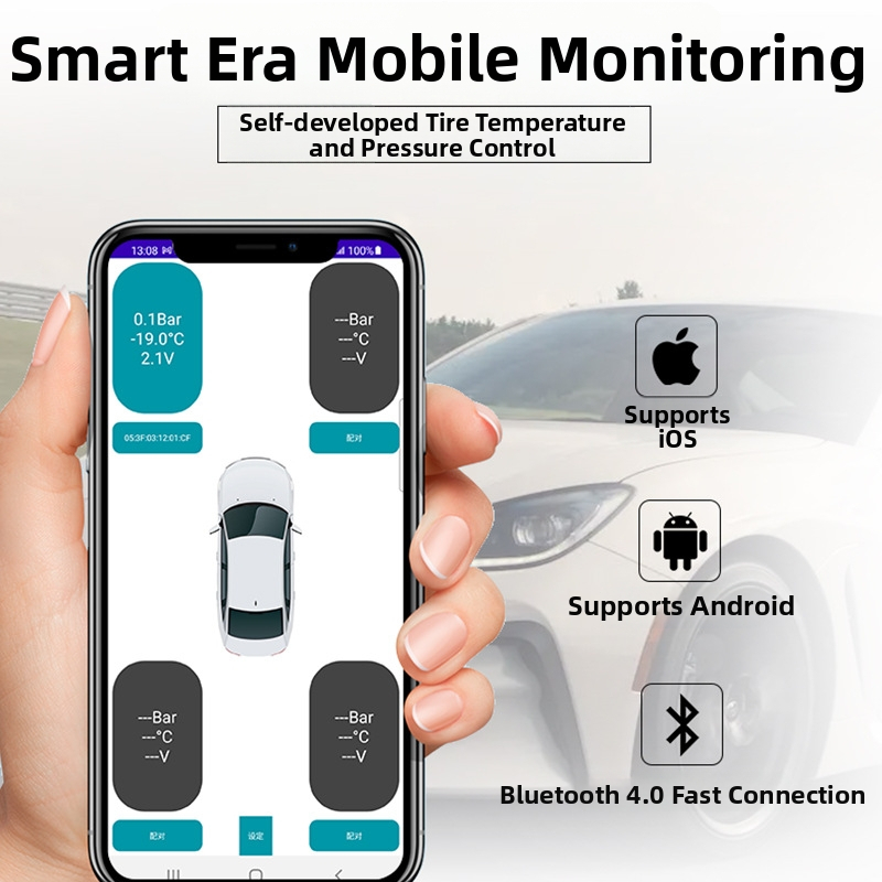 Bluetooth monitor tlaku v pneumatikách - vonkajší TPMS s digitálnym displejom, kompatibilný s autom, nákladným vozidlom a motocyklom, vysoká presnosť 0.7-7 bar