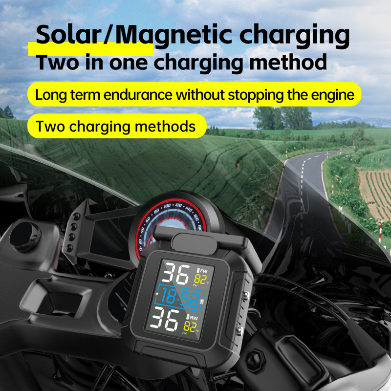 Sustav za praćenje tlaka guma za motocikl MT20, Digitalni zaslon, Raspon 0-6.0 BAR, Prijenosno, ABS+PC+Copper