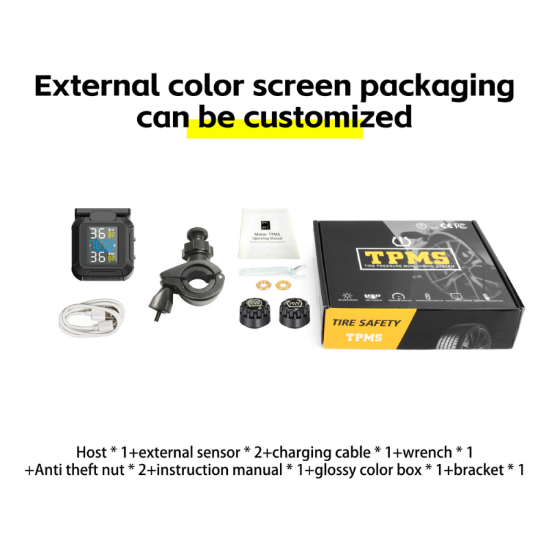 Sustav za praćenje tlaka guma za motocikl MT20, Digitalni zaslon, Raspon 0-6.0 BAR, Prijenosno, ABS+PC+Copper