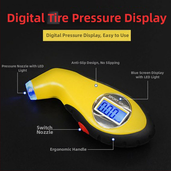Digitálny tlakomer na pneumatiky, elektronický, vysoká presnosť, rozsah 150 psi, ABS