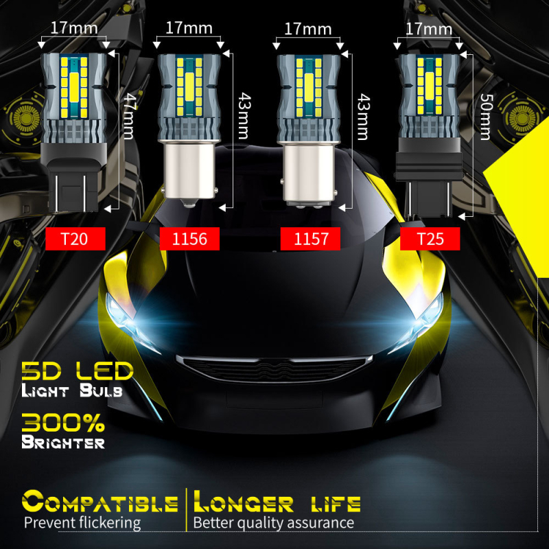 DXZ autó LED izzó 1156/1157/T20/T25, 26W, 12V, 6500K, 30000h, G-24+2, visszafelé világításra, indexre és féklámpára