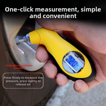 Vysoko presný digitálny tlakomer na pneumatiky pre auto so LCD displejom a LED podsvietením