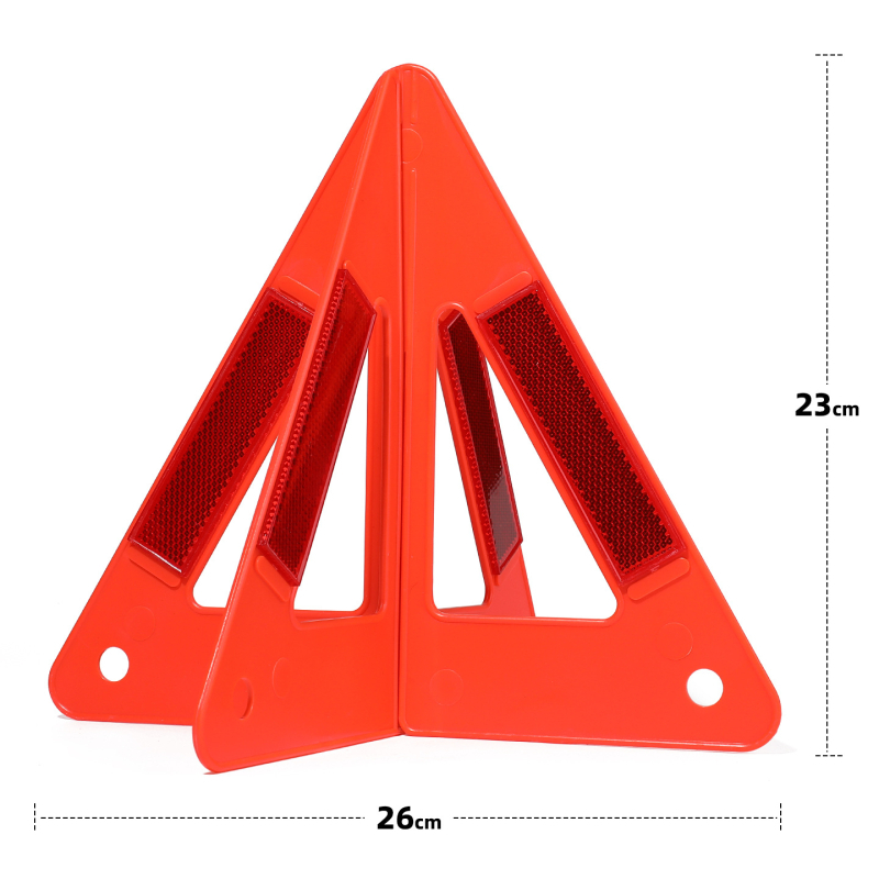 Összecsukható autó-triángulus figyelmeztető jel, hosszú távú reflexiós fénnyel – balesetekhez és vészhelyzeti parkoláshoz, ABS anyag, éves átvizsgálatra szánt készlet