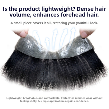 Vyrų plaukų parukos dalis priekinėje linijoje, tikri žmogaus plaukai, tiesūs, rankų austas, galima dažyti ir perminti