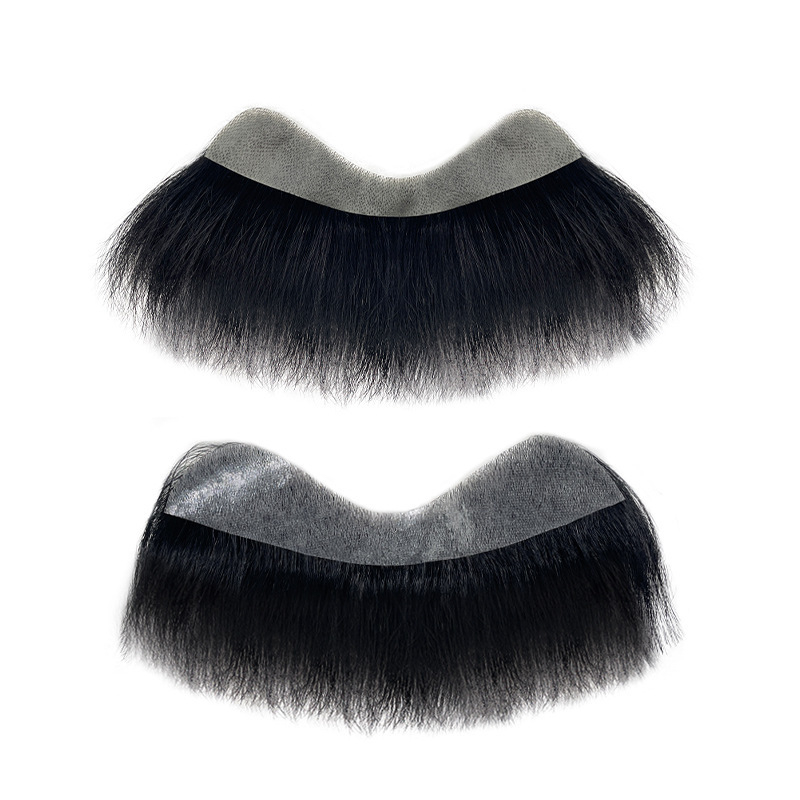 Мъжки парче за перука за челната линия, реални човешки коси, прави коси, изцяло ръчно тъкана, може да се боядисва и да се подлага на перманентна обработка