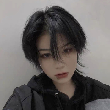 Perucă pentru bărbați, stil coreean, păr scurt, mullet și coadă de lup, aspect realist, material din sârmă rezistentă la temperatură, poate fi vopsită