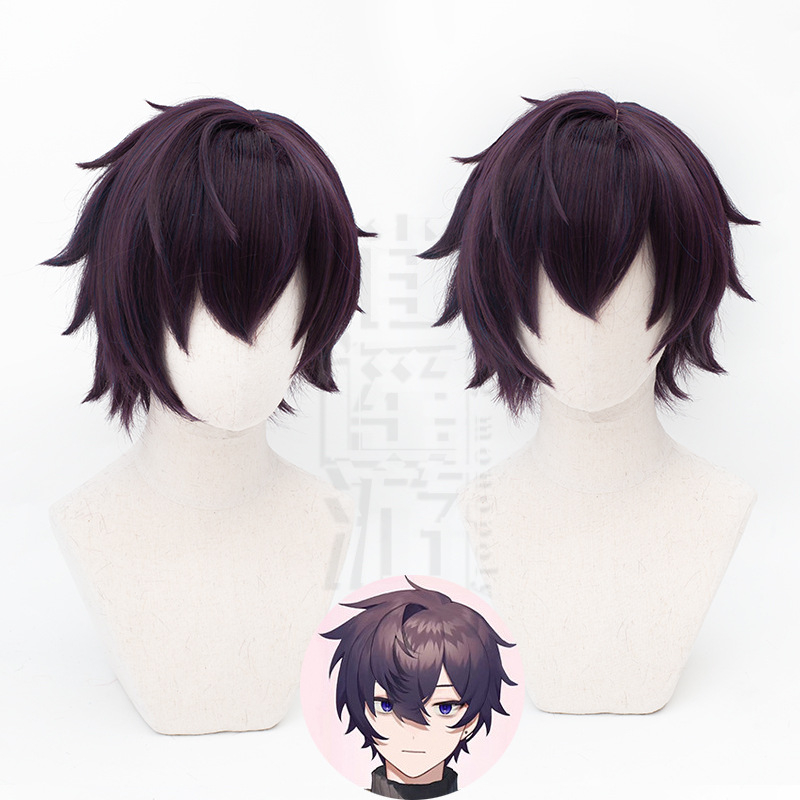 Perucă VTuber pentru cosplay - Stil Shoto, păr scurt, scalp simulativ, fibre cu temperatură înaltă, mecanism