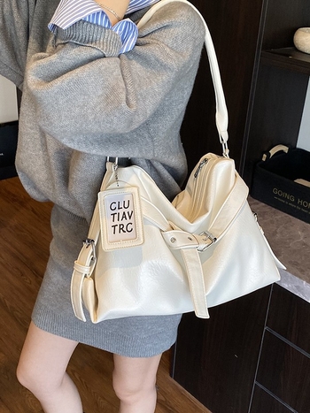 PU kožená Tote taška, ulicný štýl, horizontálny štvorcový tvar, zipsové uzatváranie, vnútorná kapsa na telefón