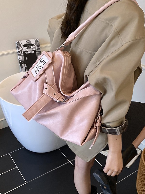 PU kožená Tote taška, ulicný štýl, horizontálny štvorcový tvar, zipsové uzatváranie, vnútorná kapsa na telefón