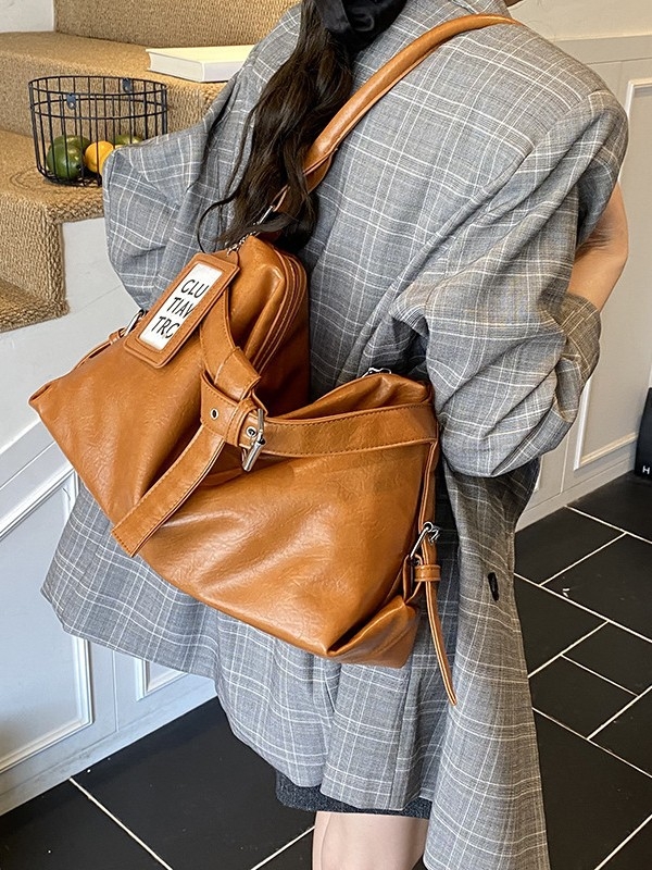 PU kožená Tote taška, ulicný štýl, horizontálny štvorcový tvar, zipsové uzatváranie, vnútorná kapsa na telefón