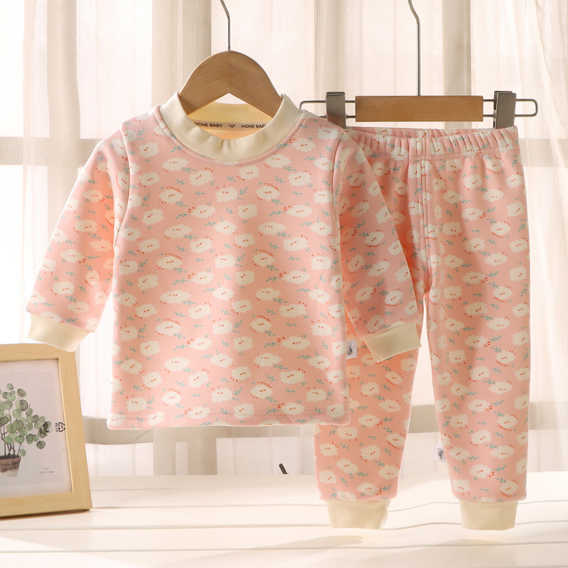 Set termic pentru copii din fleece Milk Silk, unisex, stil coreean, model desene animate, 100% poliester