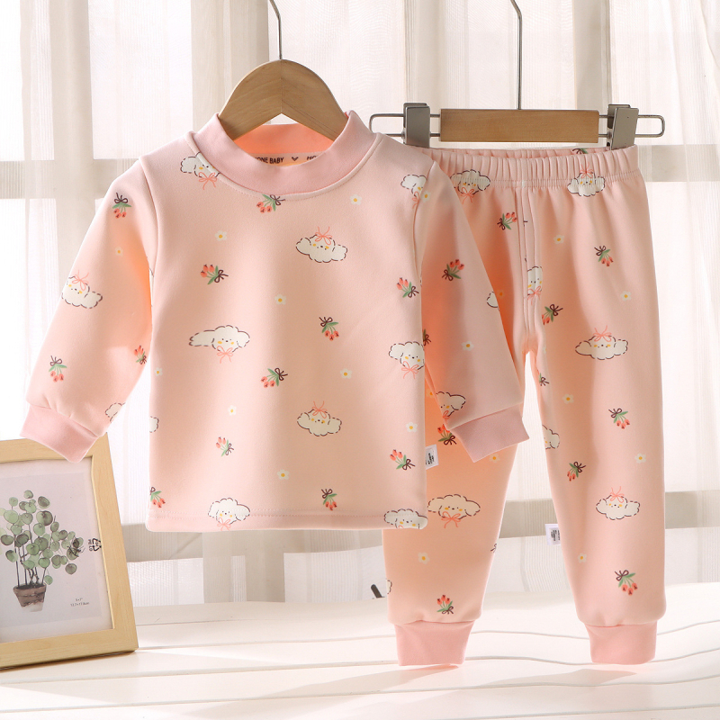 Set termic pentru copii din fleece Milk Silk, unisex, stil coreean, model desene animate, 100% poliester