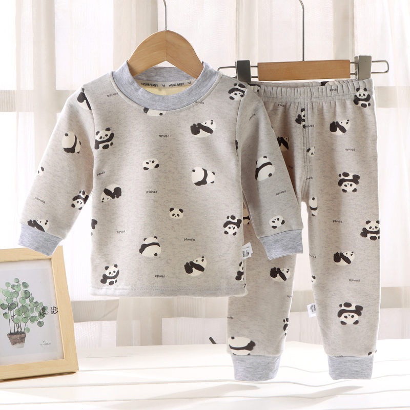 Set termic pentru copii din fleece Milk Silk, unisex, stil coreean, model desene animate, 100% poliester