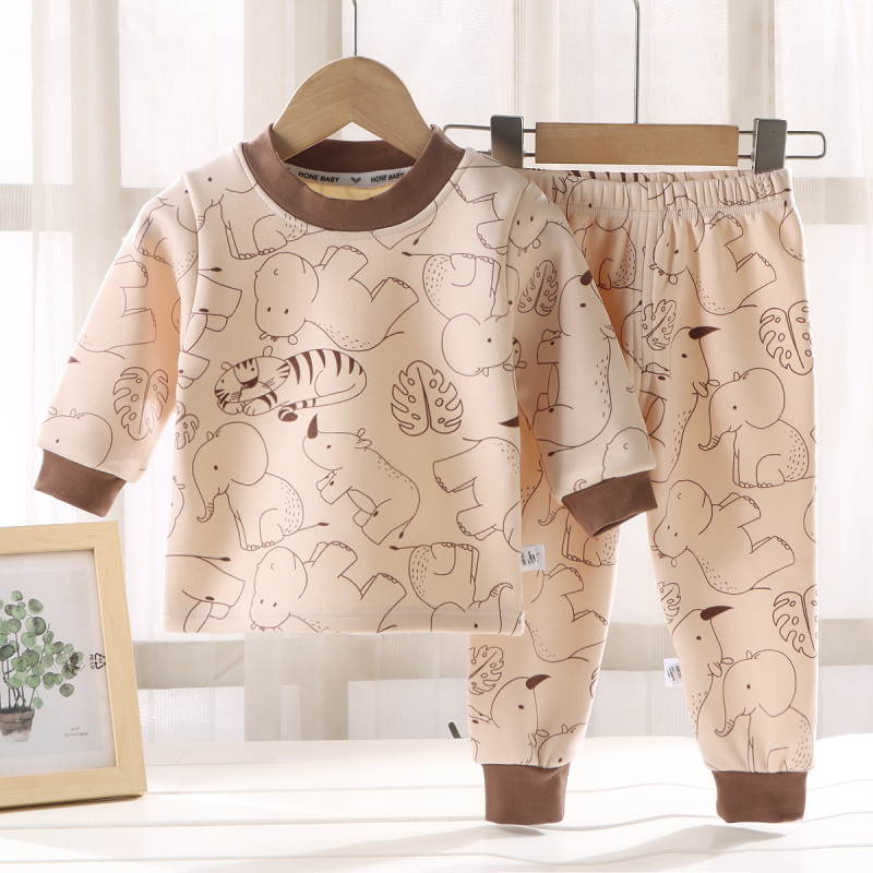 Set termic pentru copii din fleece Milk Silk, unisex, stil coreean, model desene animate, 100% poliester