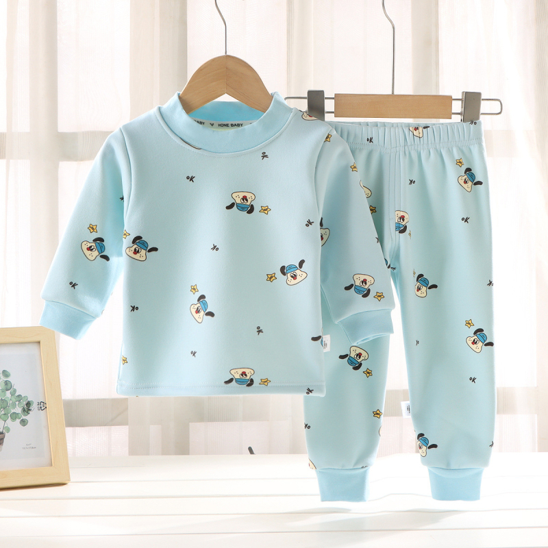 Set termic pentru copii din fleece Milk Silk, unisex, stil coreean, model desene animate, 100% poliester