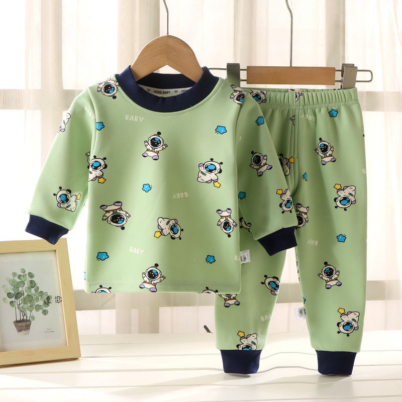 Set termic pentru copii din fleece Milk Silk, unisex, stil coreean, model desene animate, 100% poliester