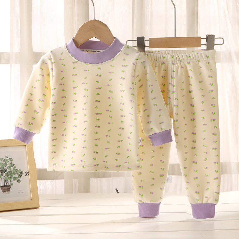 Set termic pentru copii din fleece Milk Silk, unisex, stil coreean, model desene animate, 100% poliester