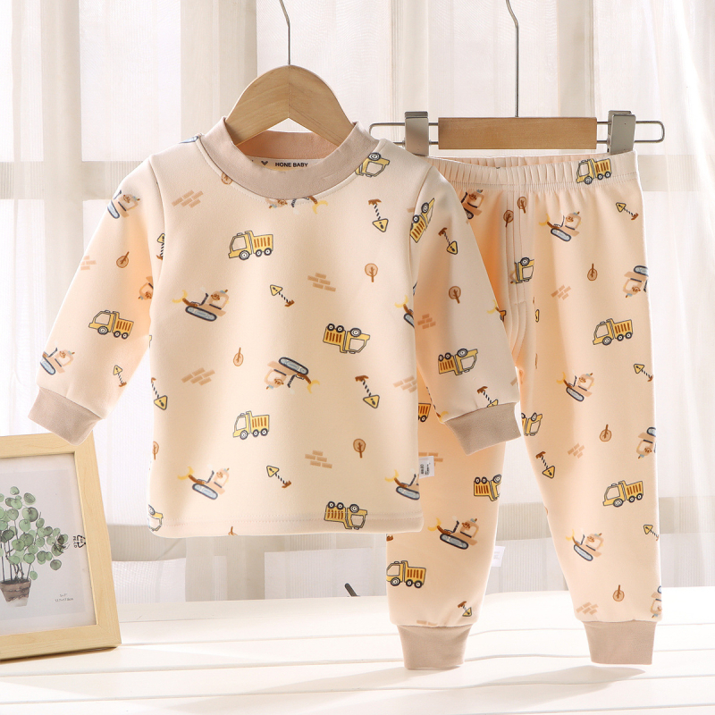 Set termic pentru copii din fleece Milk Silk, unisex, stil coreean, model desene animate, 100% poliester