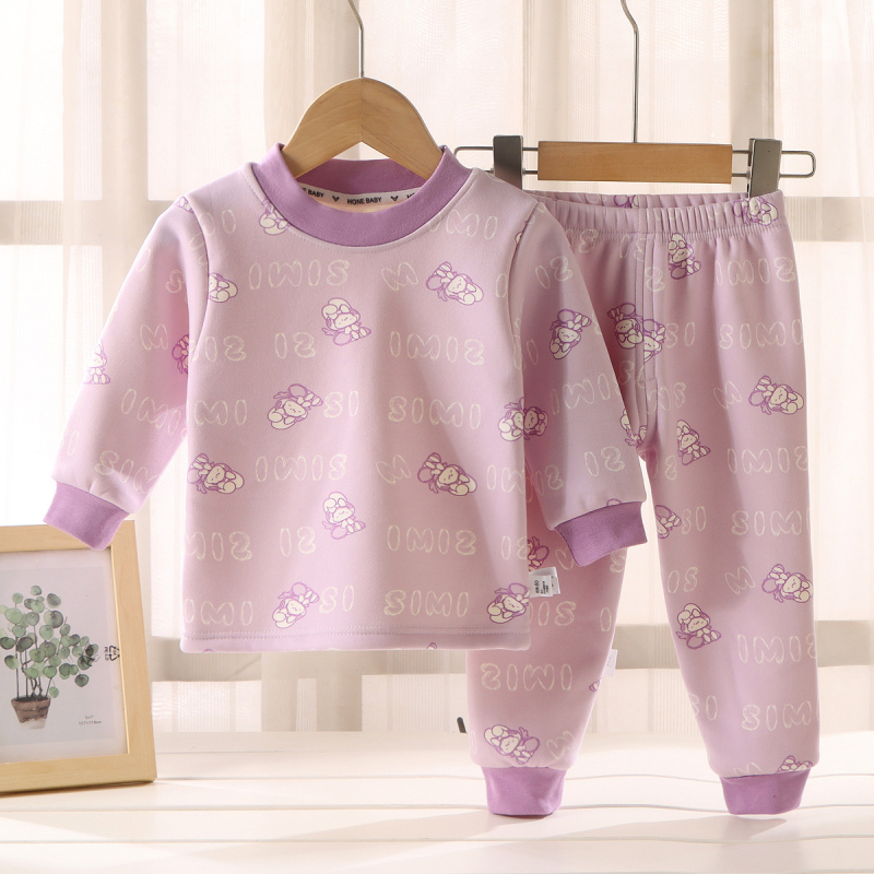 Set termic pentru copii din fleece Milk Silk, unisex, stil coreean, model desene animate, 100% poliester