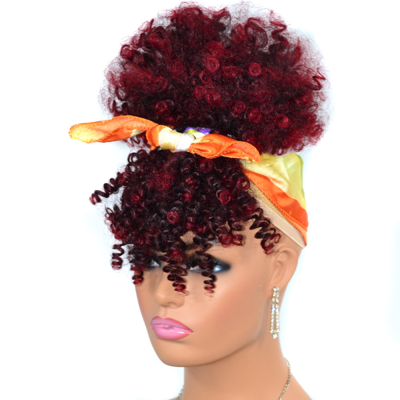 Перука с опашка и челка, термоустойчива нишка, модел FBLHBZ06, механична обработка, подходяща за всички лица, не е подходяща за боядисване с горещи методи