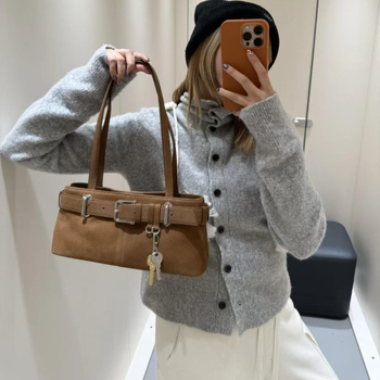 Unisex sametist kotis tote kott, varjatud tõmbluka tasku, polüester vooder, 3D-struktuuriline horisontaalne ruudu kuju, üks õlarihm