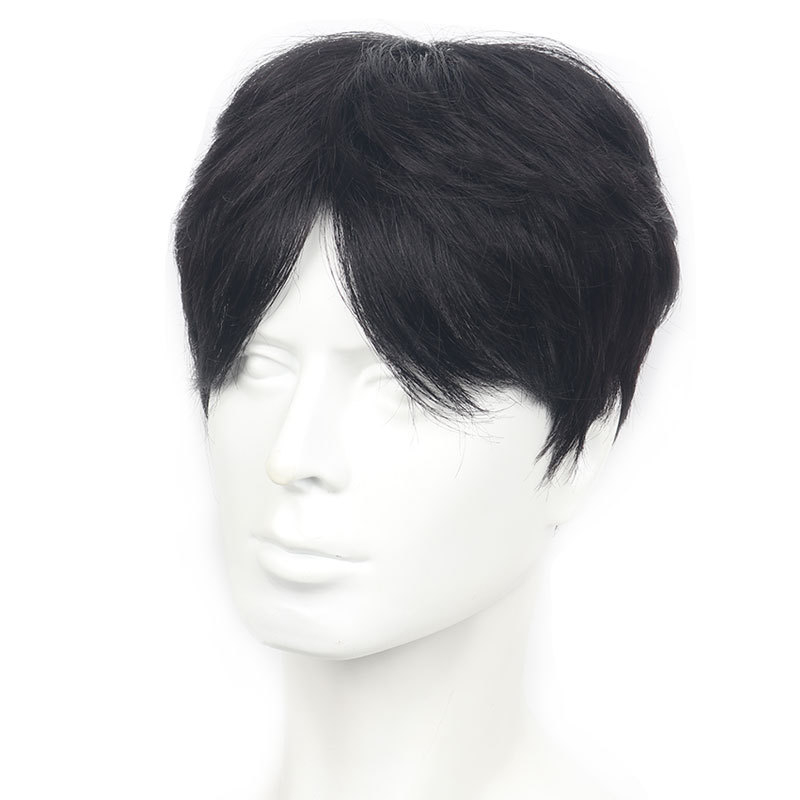 Meeste parukas - Korea stiilis, täielik peakattega, lühike juukse pikkus; Tõelised inimeste juuksed; Mudel: Differential Broken Cover; Võib värvida