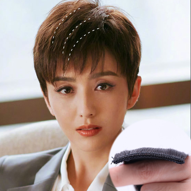 Перука за мъже с обемен коронален участък и изкуствена челка — матово термоустойчиво влакно, тип коса: обем, механизъм на обработка, Katyr