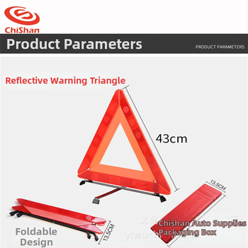 Automobilio įspėjimo trikampis, sulankstomas, ABS, atspindintis, tripod stovas, 650 g