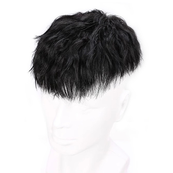 Мъжка перука, естествени човешки коси, невидим външен вид, пухкава текстура, боядисване възможно