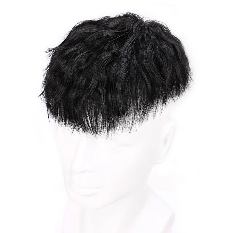 Мъжка перука, естествени човешки коси, невидим външен вид, пухкава текстура, боядисване възможно