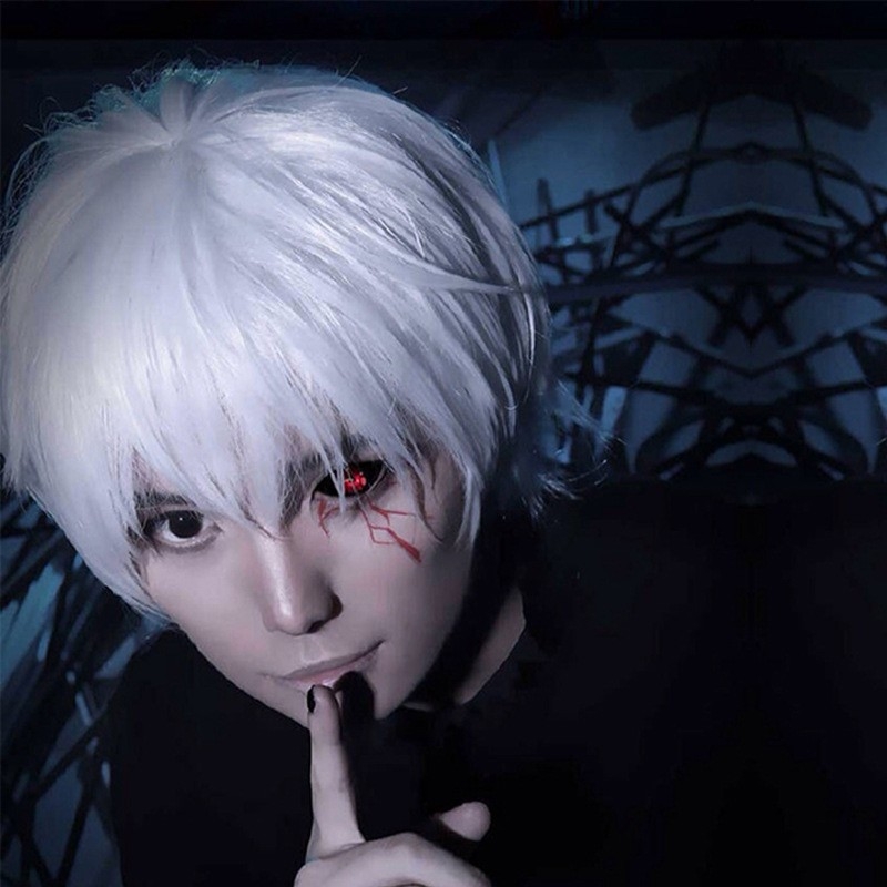 Perucă cosplay: Kaneki Ken, păr scurt, fibră rezistentă la temperatură, mecanism