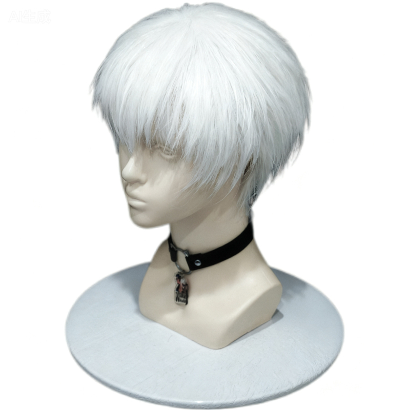 Perucă cosplay: Kaneki Ken, păr scurt, fibră rezistentă la temperatură, mecanism