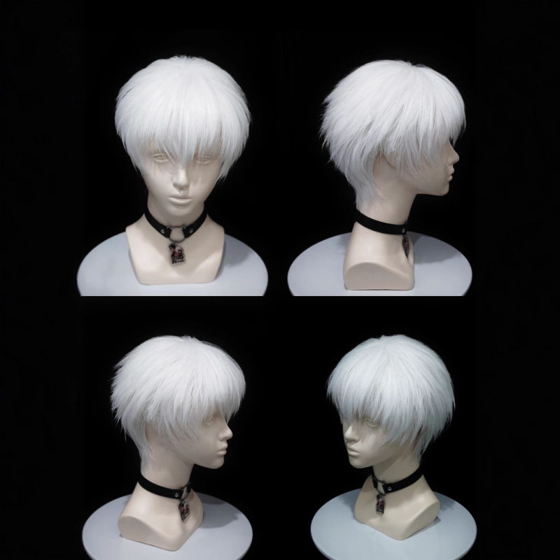 Perucă cosplay: Kaneki Ken, păr scurt, fibră rezistentă la temperatură, mecanism