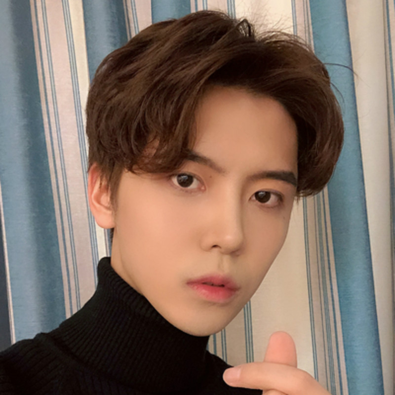 Perucă, stil coreean, cu despărțire la mijloc, fibre rezistente la temperaturi înalte, poate fi vopsită