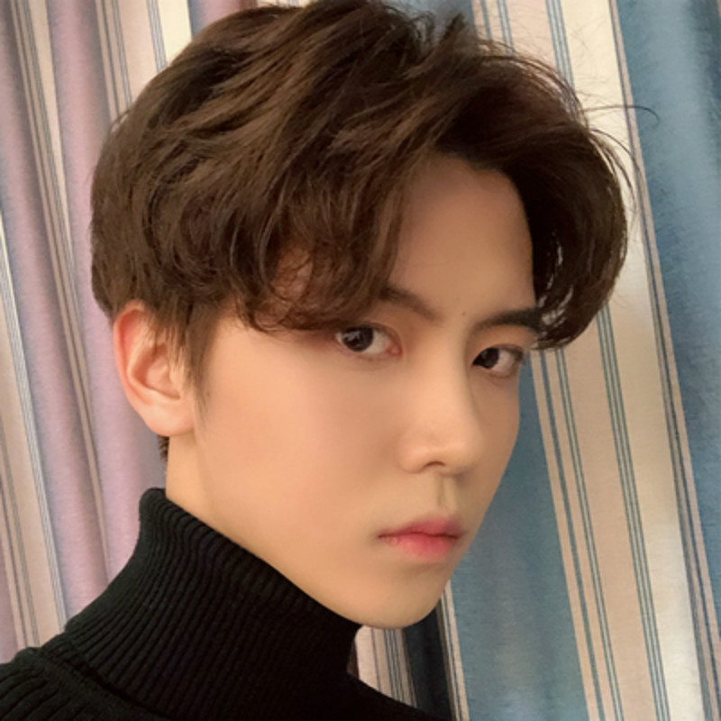 Perucă, stil coreean, cu despărțire la mijloc, fibre rezistente la temperaturi înalte, poate fi vopsită