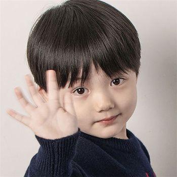 Perucă pentru copii Baifumi 901, păr scurt drept în stil coreean, franjă dreaptă, material: fir cu temperatură înaltă, cap complet respirabil