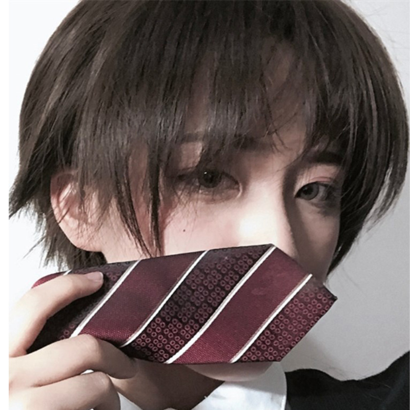 Perucă unisex cu păr scurt drept, breton, fibră rezistentă la temperaturi înalte, poate fi vopsită, model 201